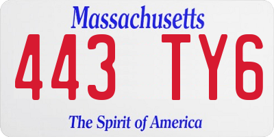 MA license plate 443TY6