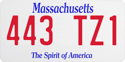 MA license plate 443TZ1