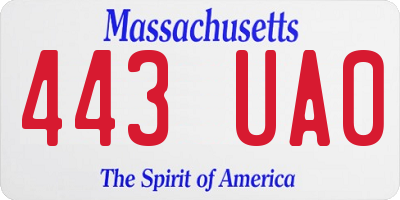 MA license plate 443UA0
