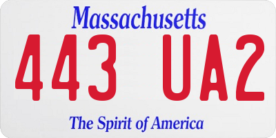 MA license plate 443UA2