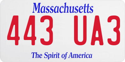 MA license plate 443UA3