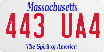 MA license plate 443UA4