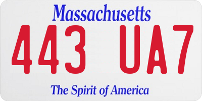 MA license plate 443UA7