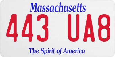 MA license plate 443UA8