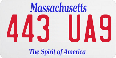 MA license plate 443UA9