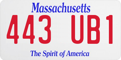 MA license plate 443UB1