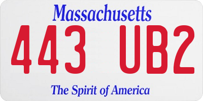 MA license plate 443UB2