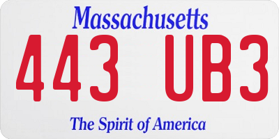 MA license plate 443UB3