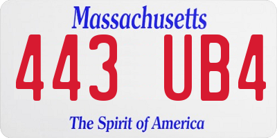MA license plate 443UB4