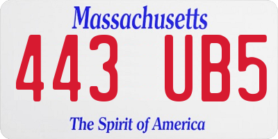 MA license plate 443UB5