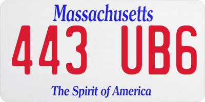 MA license plate 443UB6