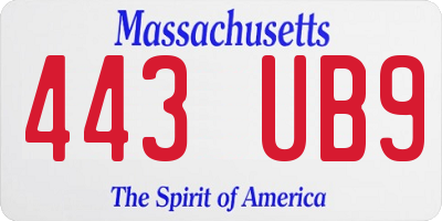MA license plate 443UB9