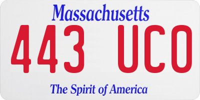 MA license plate 443UC0