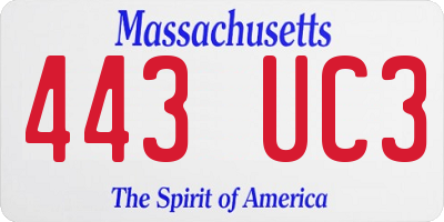 MA license plate 443UC3