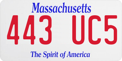 MA license plate 443UC5
