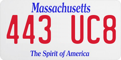 MA license plate 443UC8