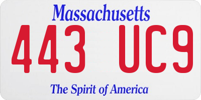 MA license plate 443UC9