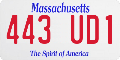 MA license plate 443UD1