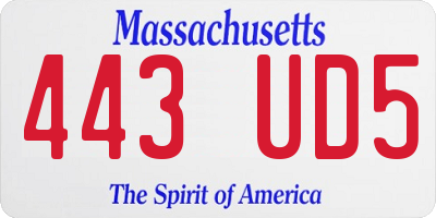 MA license plate 443UD5