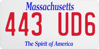 MA license plate 443UD6