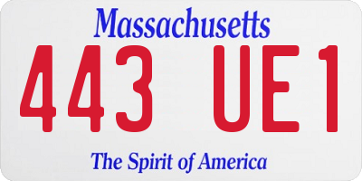 MA license plate 443UE1