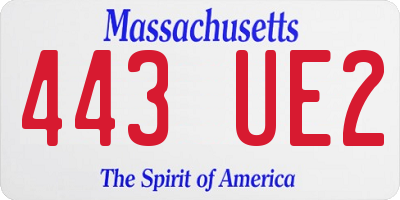 MA license plate 443UE2