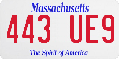 MA license plate 443UE9