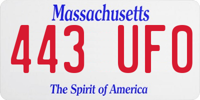 MA license plate 443UF0