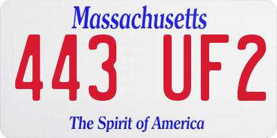MA license plate 443UF2