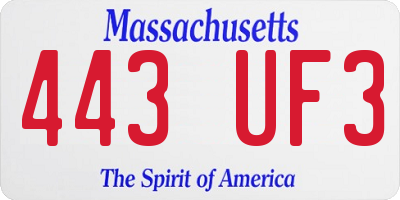 MA license plate 443UF3