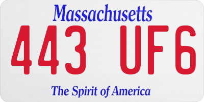 MA license plate 443UF6