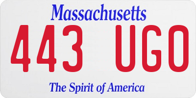 MA license plate 443UG0