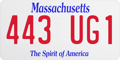 MA license plate 443UG1