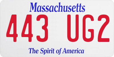 MA license plate 443UG2