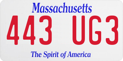 MA license plate 443UG3