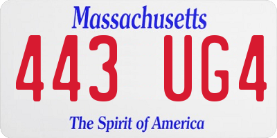 MA license plate 443UG4