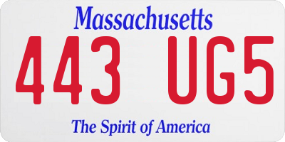 MA license plate 443UG5