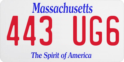 MA license plate 443UG6
