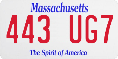 MA license plate 443UG7
