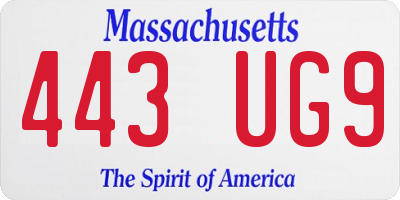 MA license plate 443UG9