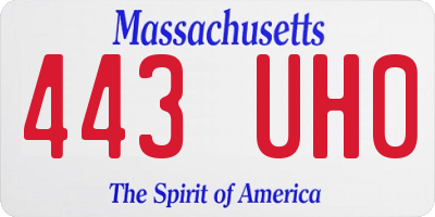 MA license plate 443UH0