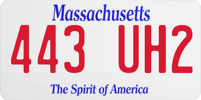 MA license plate 443UH2