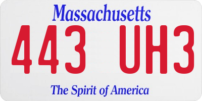 MA license plate 443UH3