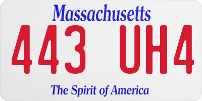 MA license plate 443UH4