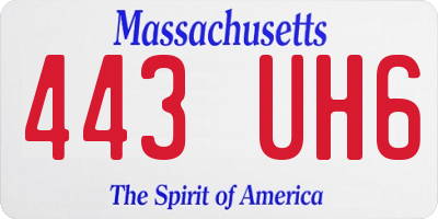 MA license plate 443UH6