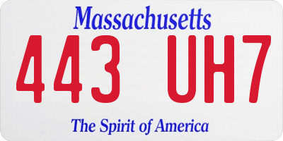 MA license plate 443UH7