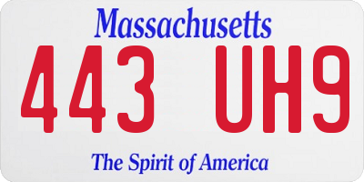 MA license plate 443UH9