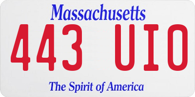 MA license plate 443UI0