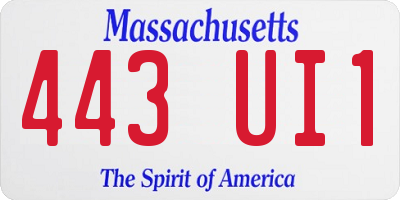 MA license plate 443UI1