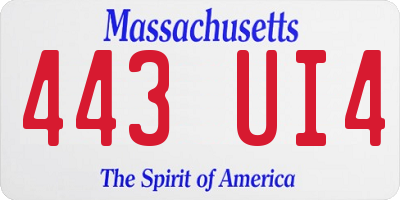 MA license plate 443UI4